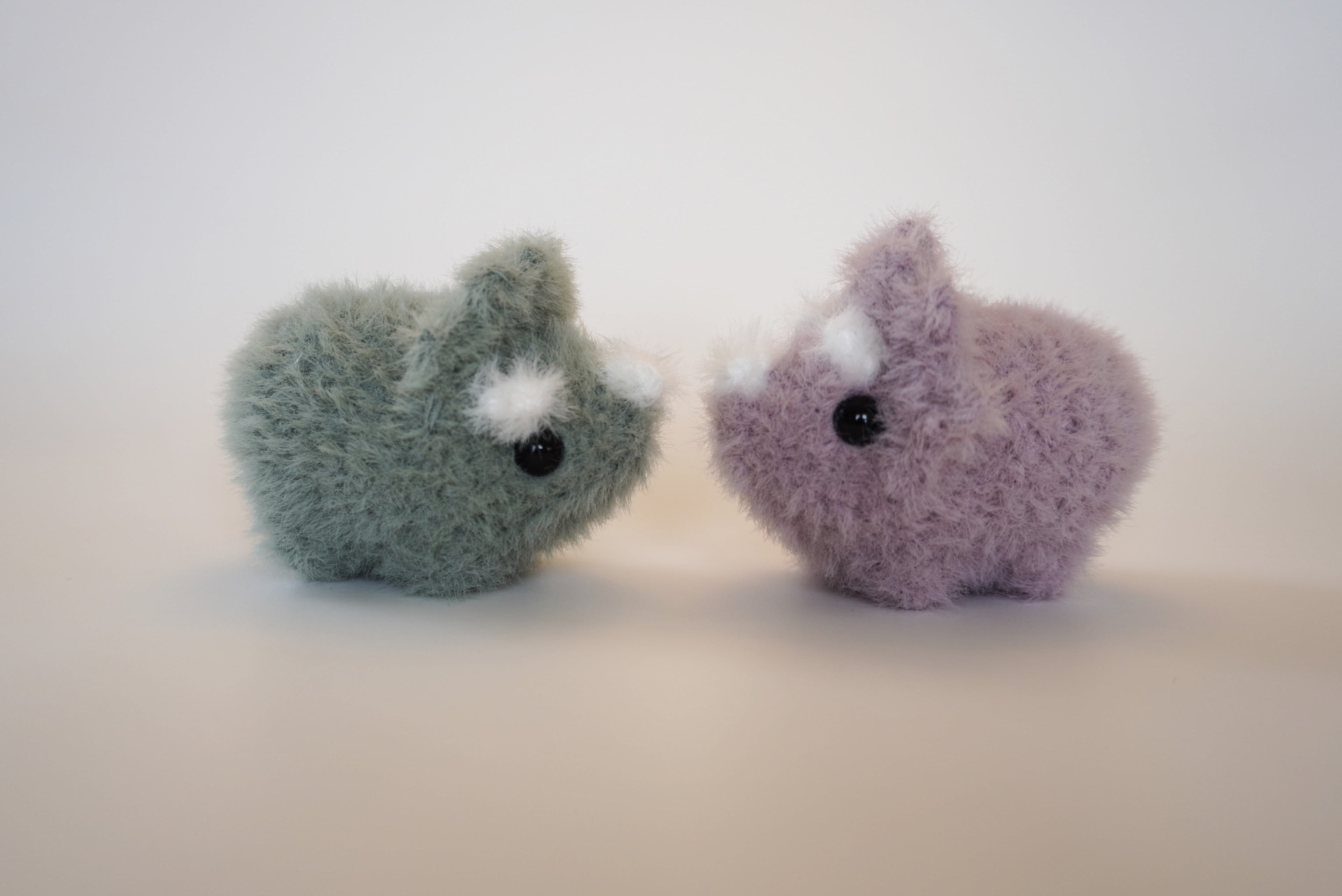 Fuzzy Mini Triceratops - Handmade Crochet Plushie