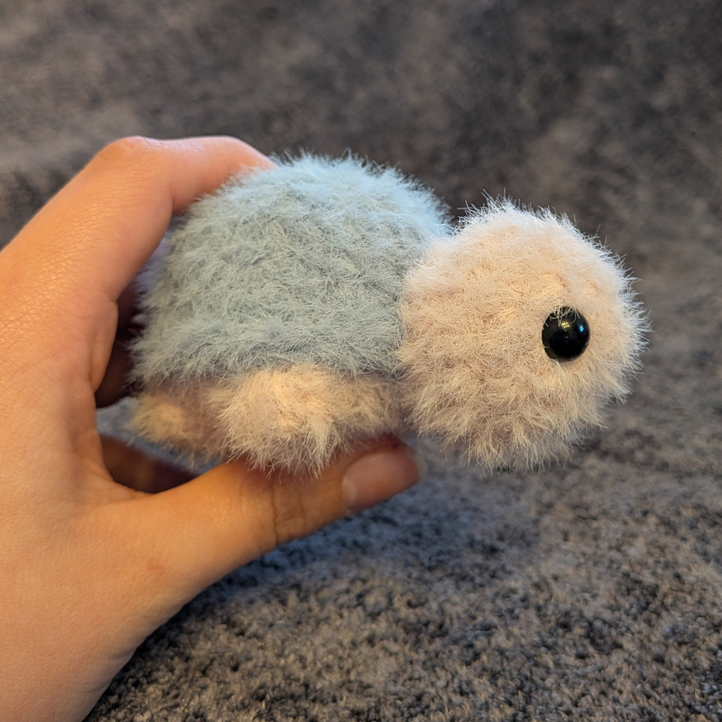 Fuzzy Mini Turtle - Handmade Crochet Plushie