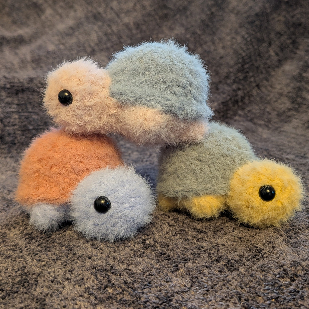 Fuzzy Mini Turtle - Handmade Crochet Plushie
