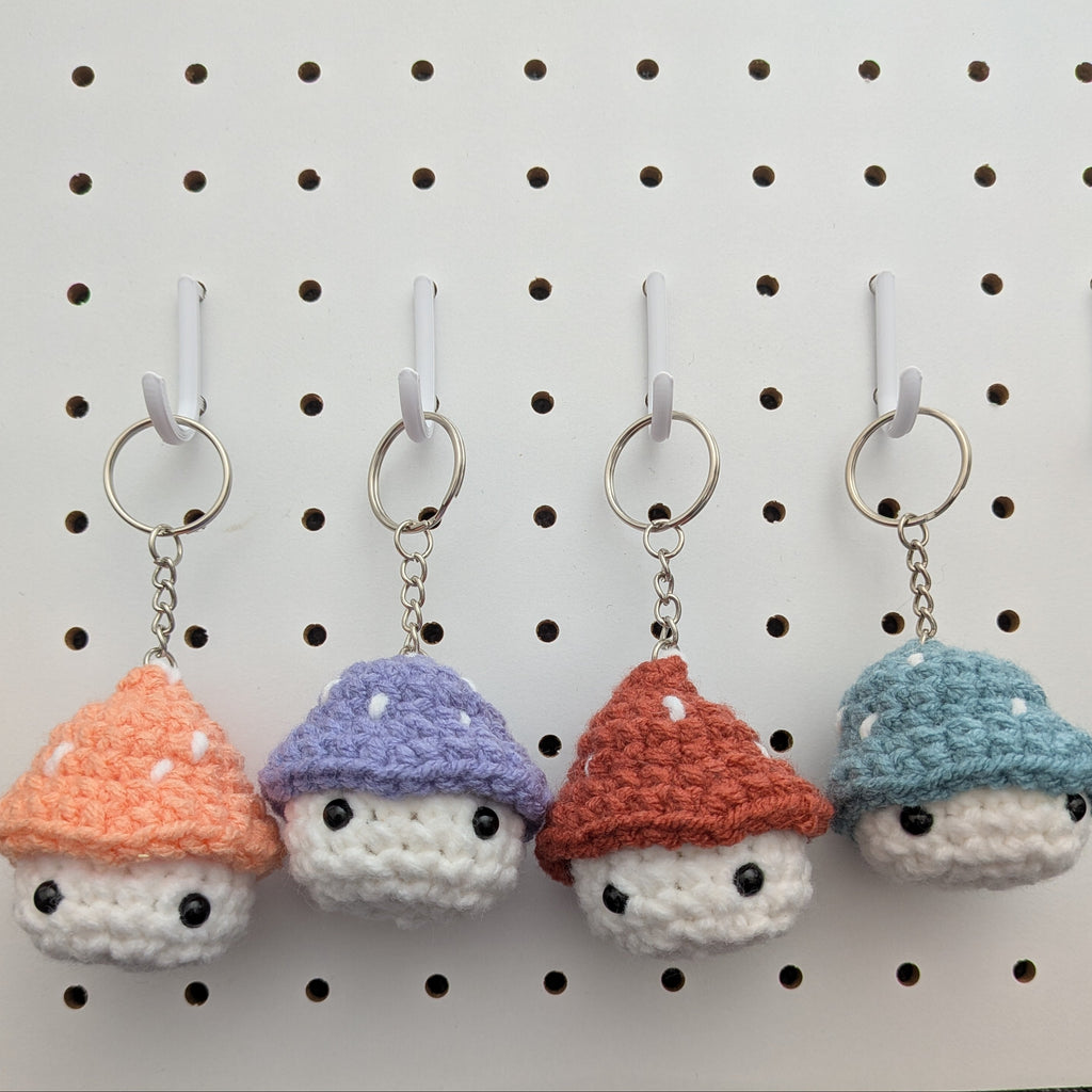 Mushroom Keychain - Handmade Crochet Plushie Keychain