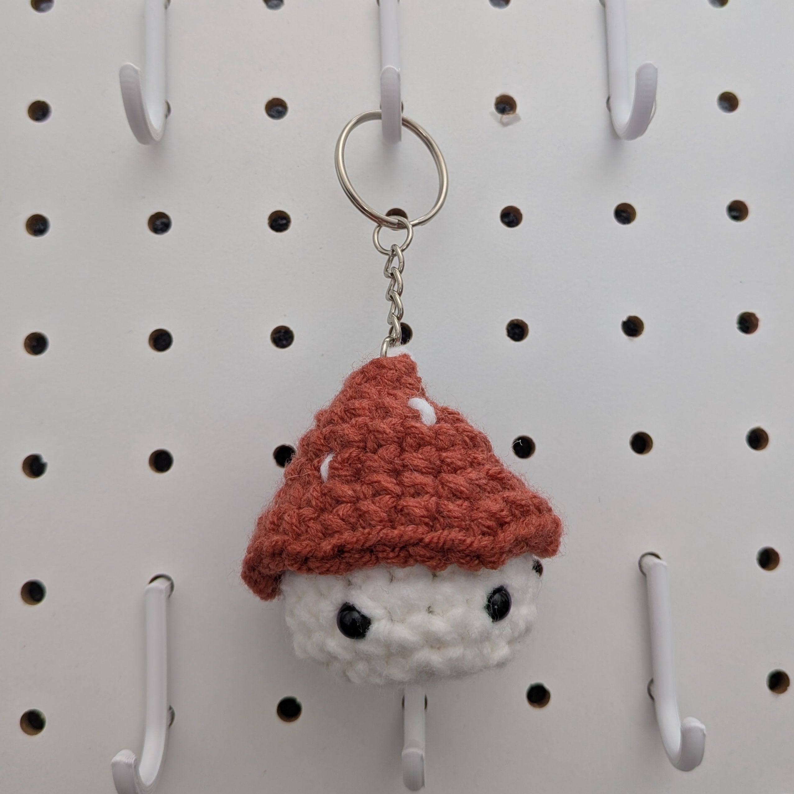 Mushroom Keychain - Handmade Crochet Plushie Keychain